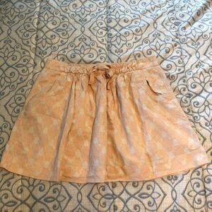 J Crew Pink & White Print Skirt with elastic waist and drawstring size large